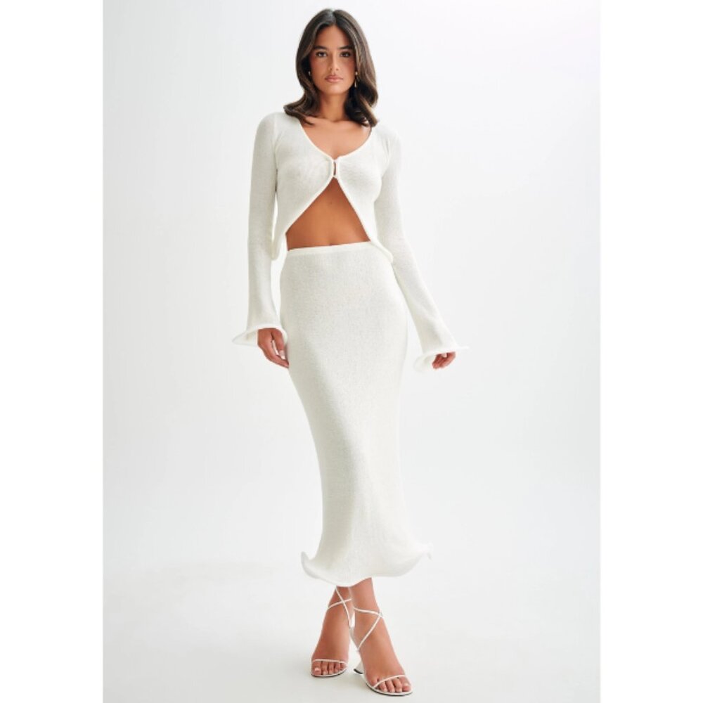 MESHKI Gigi Long Sleeve Knit Top and Skirt - Ivory
